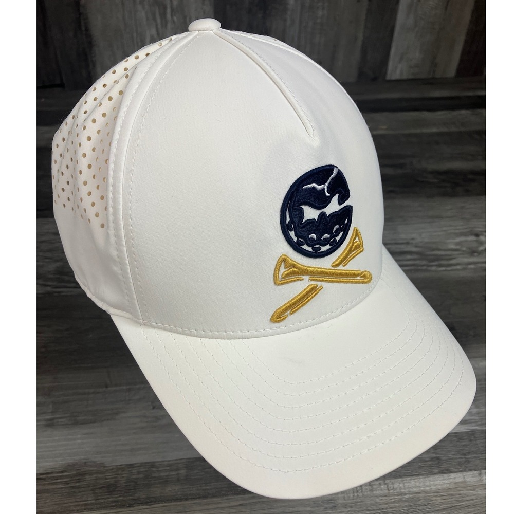 LIV Golf Flexfit 110 Snapback Hat White Perforated Skull Crossed Tees Cap